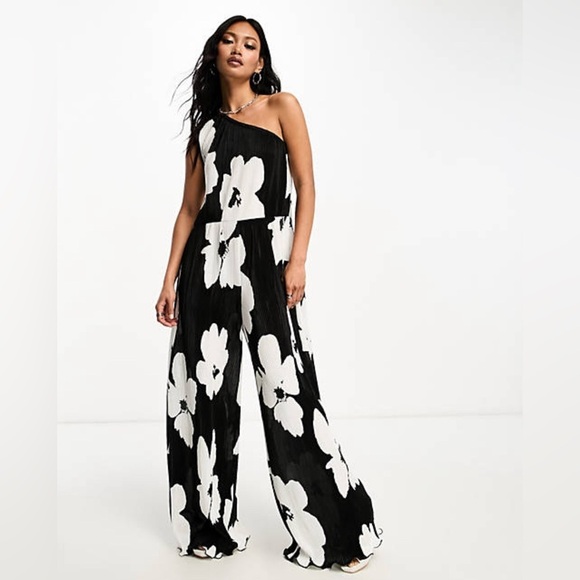 ASOS Pants - ASOS Plisse one shoulder jumpsuit. NWT.​​
